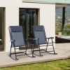 Outsunny Oversized Folding Rocking Camping Chair Set of 2, Outdoor Rockers with Headrests, Zero Gravity Bungee Lawn Chairs for 2 Adults, Gray