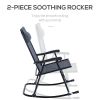 Outsunny Oversized Folding Rocking Camping Chair Set of 2, Outdoor Rockers with Headrests, Zero Gravity Bungee Lawn Chairs for 2 Adults, Gray