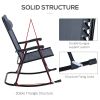 Outsunny Oversized Folding Rocking Camping Chair Set of 2, Outdoor Rockers with Headrests, Zero Gravity Bungee Lawn Chairs for 2 Adults, Gray