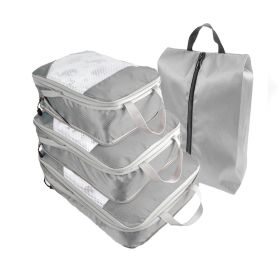 Packing Cubes for Travel, 4 Pcs Travel Cubes Storage Set with Shoe Bag Suitcase Organizer Lightweight Luggage for Travel Accessories (Color: grey)